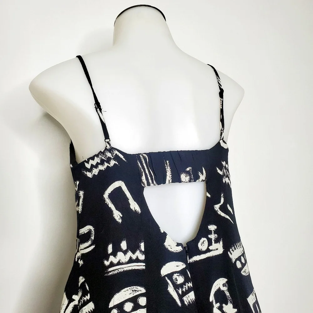 Anthropologie- Maeve | Black Day Trip Cropped Wide Leg Printed Jumpsuit - Picture 8 of 9